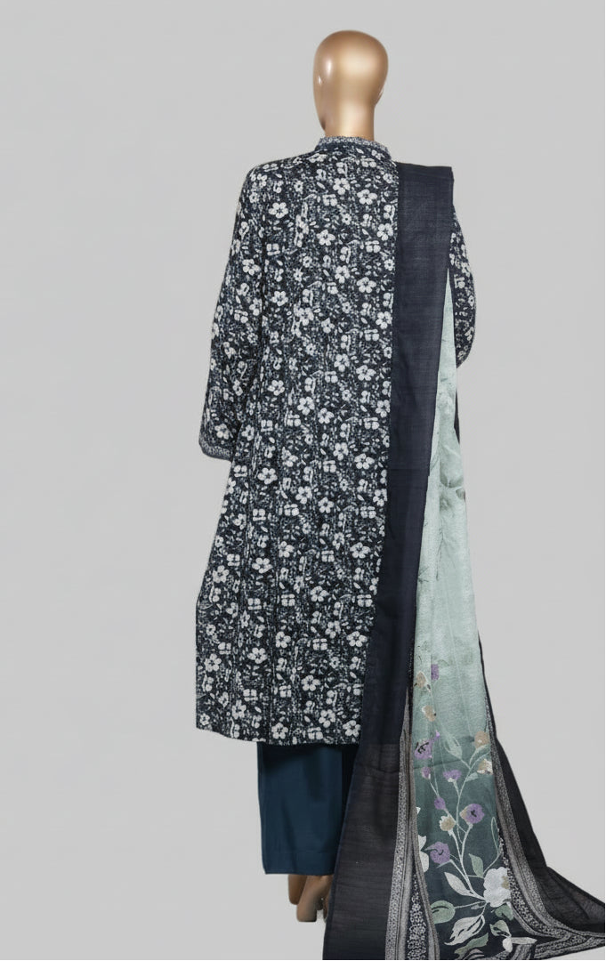 Floral dress with matching dupatta on a mannequin against a neutral background