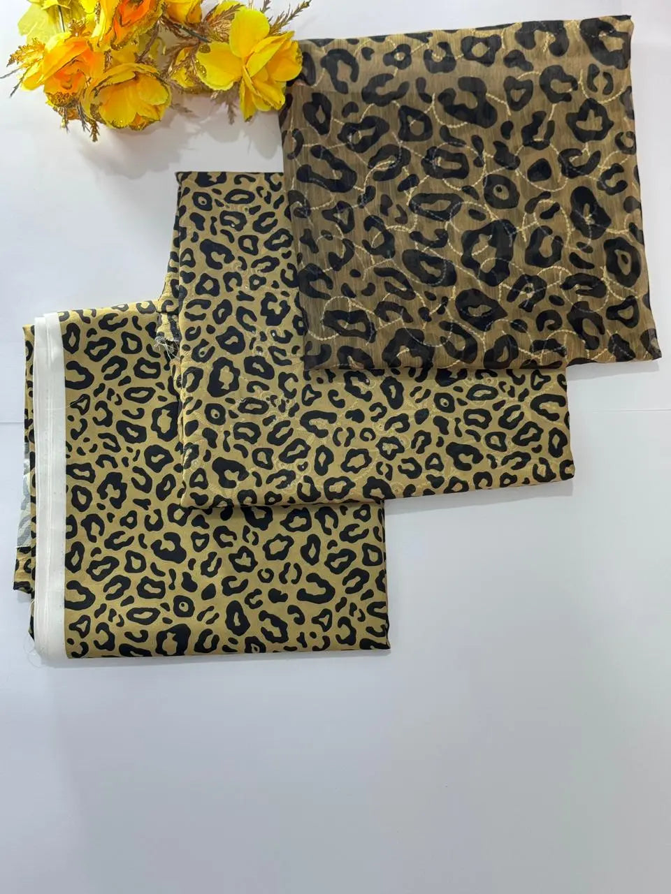 Viscose Shipply Embroidred 3Pcs Cheetah Print