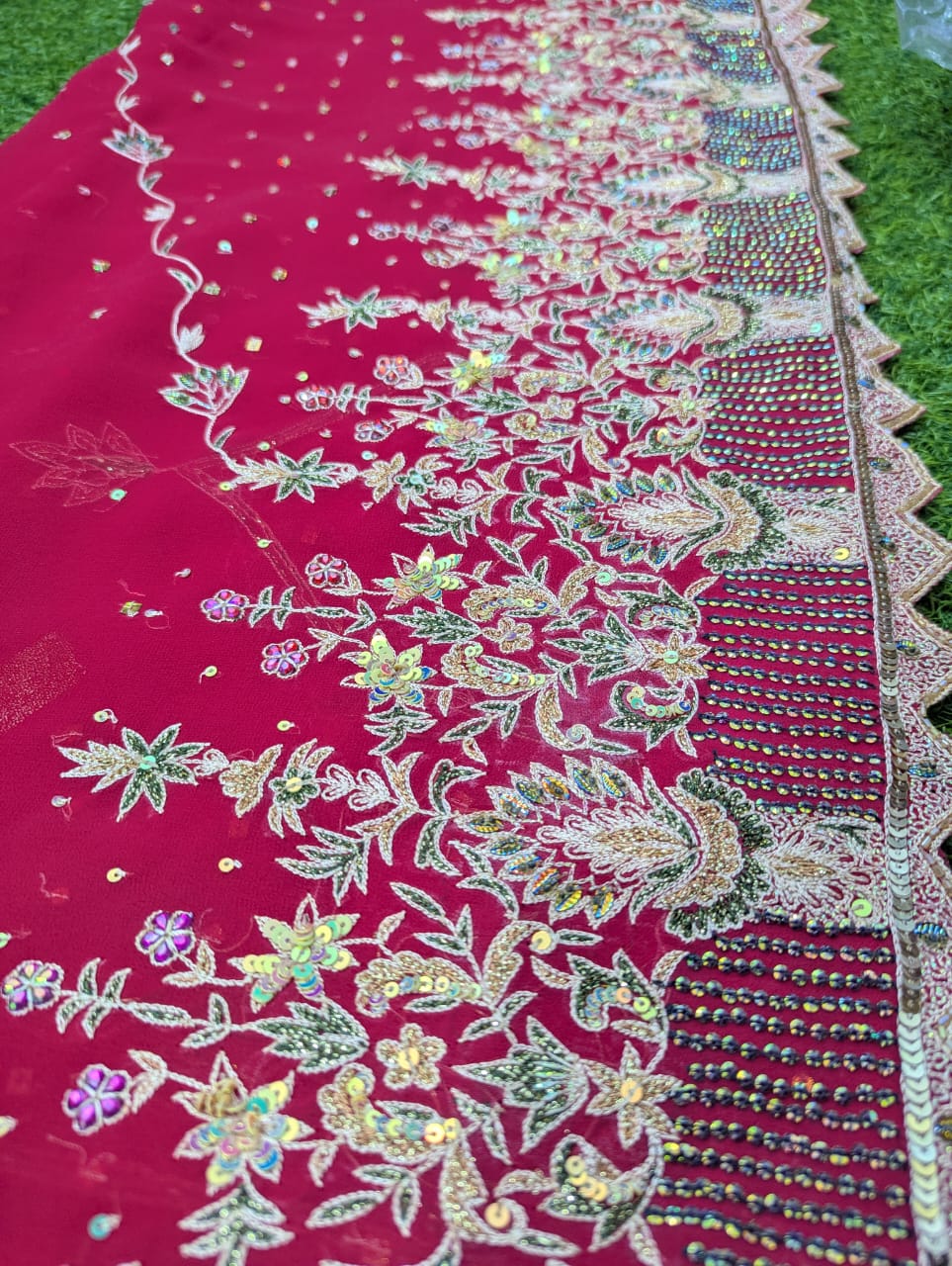 Pink Embroidered Bandhani Saree with Sequin & Gota Work