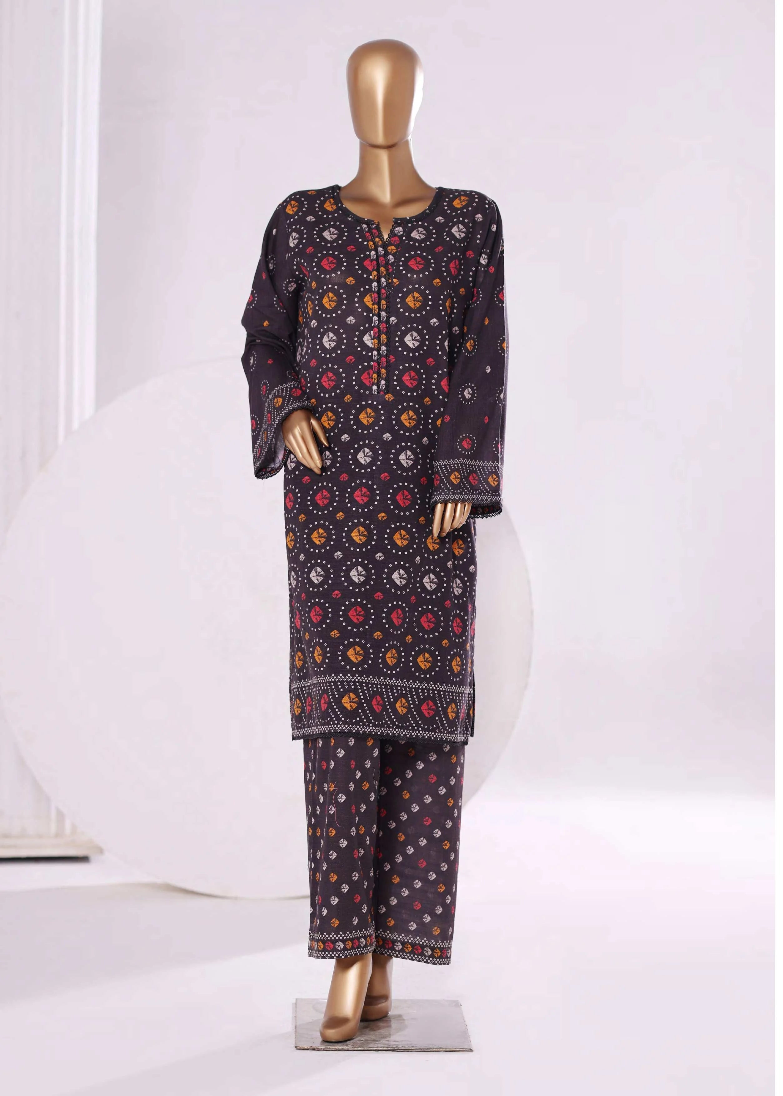 printed khaddar suit front 