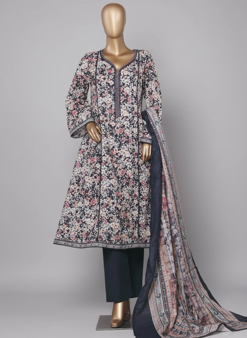 Navy blue suit with Printed flowers