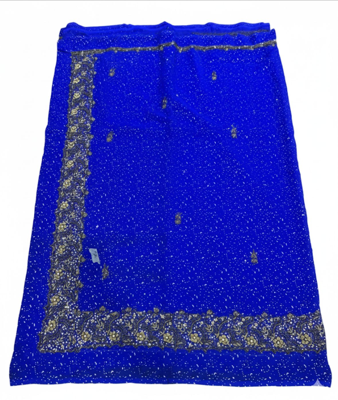 Royal Blue Embroidered Bandhani Saree with Sequin & Gota Work