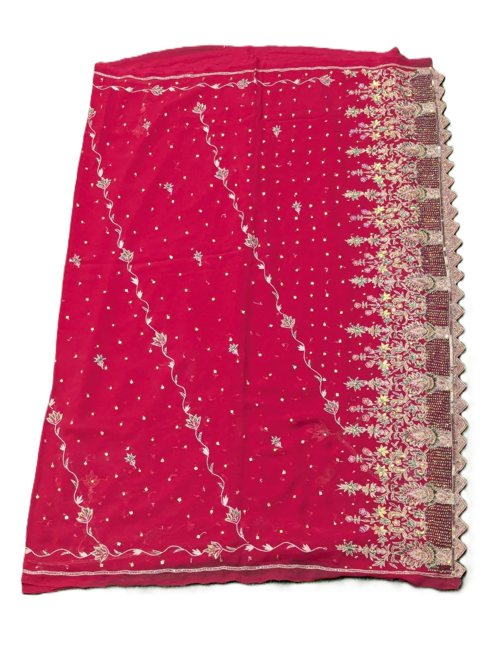 Pink Embroidered Bandhani Saree with Sequin & Gota Work