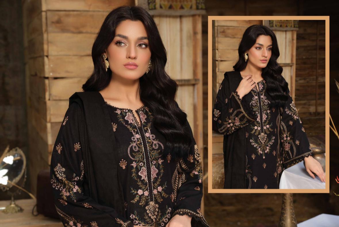 Khan Bhai Embroidered Khaddar Suit with Banarsi Jacquard Shawl - Premium Winter Collection