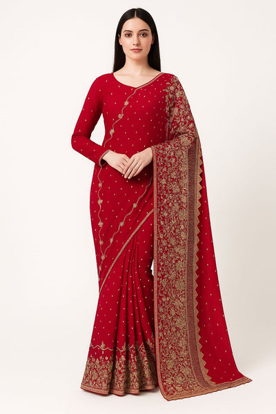 Pink Embroidered Bandhani Saree with Sequin & Gota Work