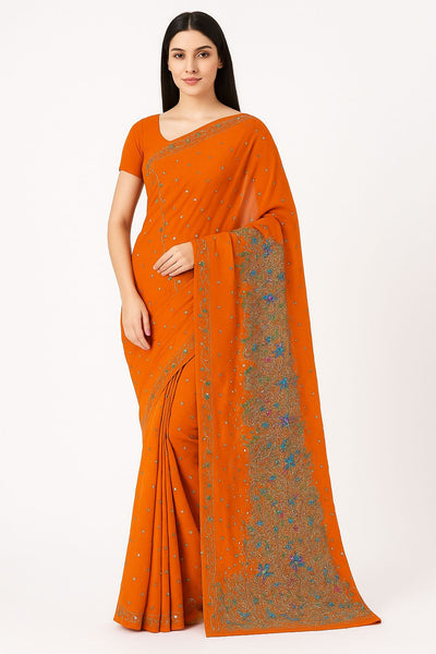 Orange Bandhani Saree with Sequin & Gota Work