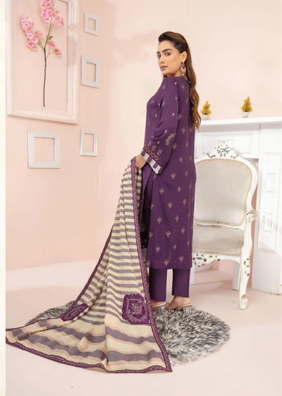 Purple and beige traditional outfit with matching dupatta on a white background, featuring 'Fern Forest' brand.